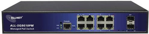 Allnet ALL-SG8610PM Netzwerk Switch mit 8 + 2 Ports, 10/100/1000 Mbit/s und PoE-Funktion, Schwarz - Bild 1