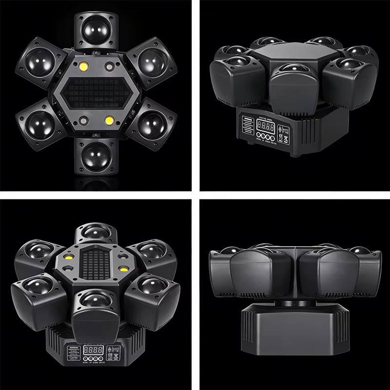 KYAAO Mini Sechsarmiger DJ Disco-Lichteffekt 80W RGBW Laser Stroboskop-Projektor, Multicolor, Soundgesteuert und DMX512 für Party und Club - Bild 3