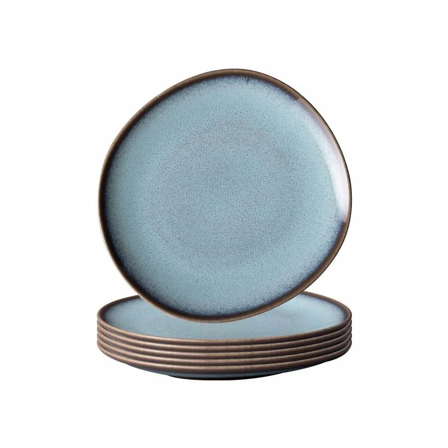 Villeroy & Boch like. Brotteller Lave Glacé, 6er Set, Stoneware, Weiß/Blau, B: 17,6 cm, T: 16,8 cm - Bild 2