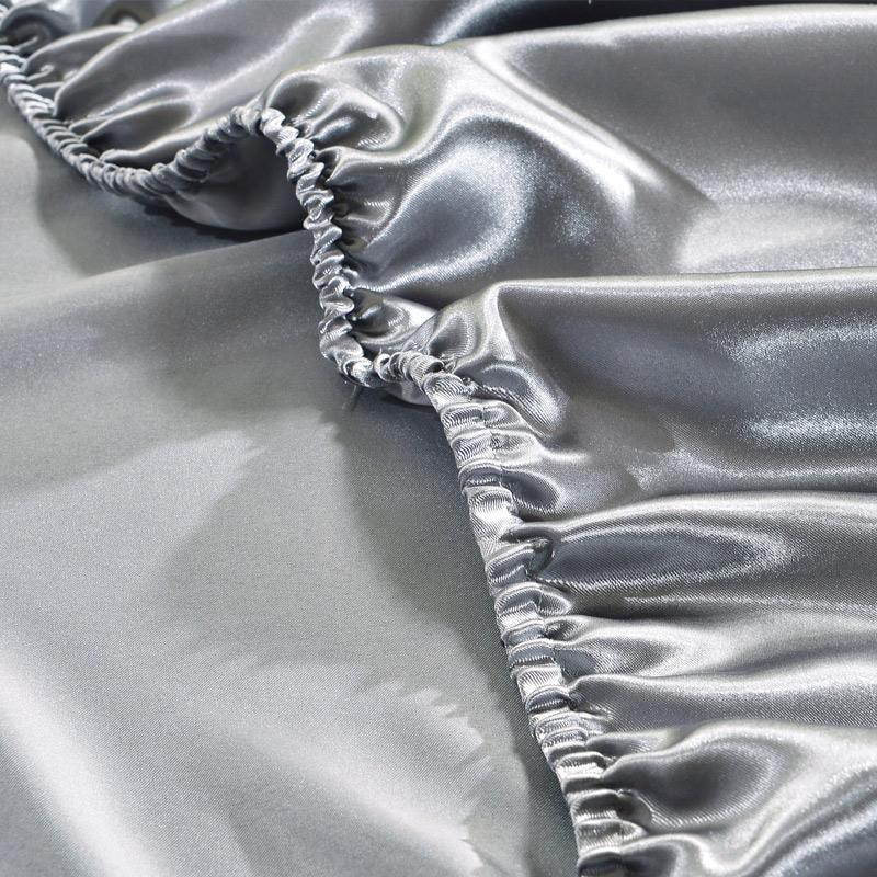 Yiran Furniture Spannbettlaken aus Satin mit 2 Kissenbezügen, atmungsaktiv und weich, B/T/H: 160 x 200 cm, Kissenbezüge: 51 x 66 cm - Bild 2