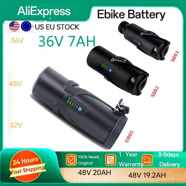EFFIVOLT Mini-Flaschenakku für E-Bikes, 36V 7Ah 10,5Ah Li-Ion Akku in Schwarz für 250W 350W 500W Motorkits - Bild 1
