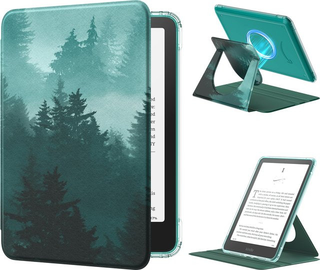 Dadanism 360 Grad drehbare Schutzhülle für Kindle Paperwhite 12. Generation 2024, transparente magnetische Abdeckung in Grün - Bild 1