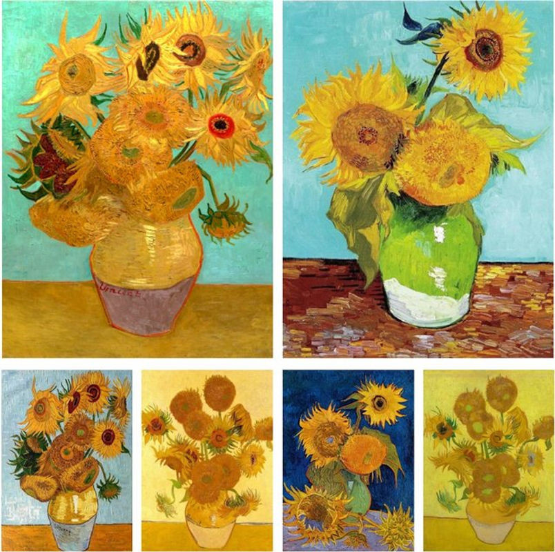YUTTEE 5D DIY Diamantmalerei Set Van Gogh Sonnenblumen in Vase, Gelb, Mosaik Kreuzstich Set für Wandmontage - Bild 1