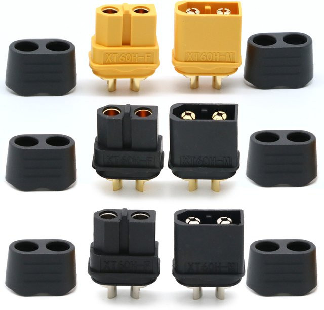 Amass XT60 und XT60H Stecker-Set mit Gehäuse, 5 Paar, Schwarz, Männlich und Weiblich für RC Lipo Batterien, Drohnen und RC-Modelle - Bild 1