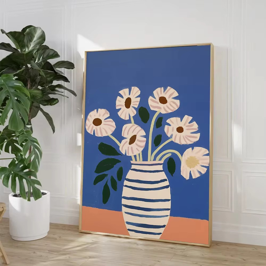 Potdemiel Wildblumen-Leinwandgemälde mit Blumen in einer Vase, minimalistische Wanddekoration in Bunt - Bild 2
