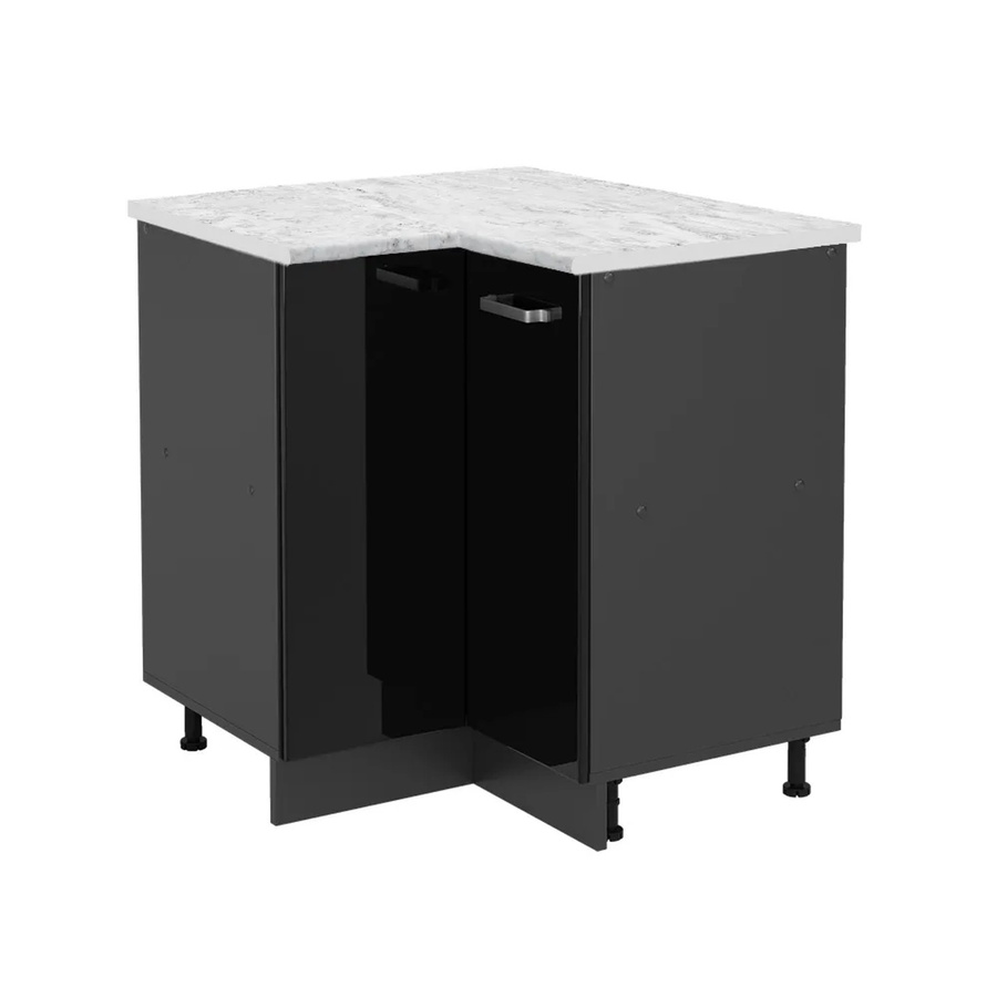 Vicco R-Line Eckunterschrank für die Küche in Schwarz Hochglanz und Anthrazit, B/T/H: 75,6 x 46,0 x 81,6 cm - Bild 2