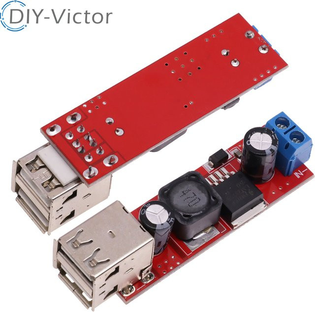 LM2596 Dual-USB DC-DC Abwärtswandler Modul für Fahrzeugladegeräte, 6V-40V auf 5V 3A, Rot - Bild 1