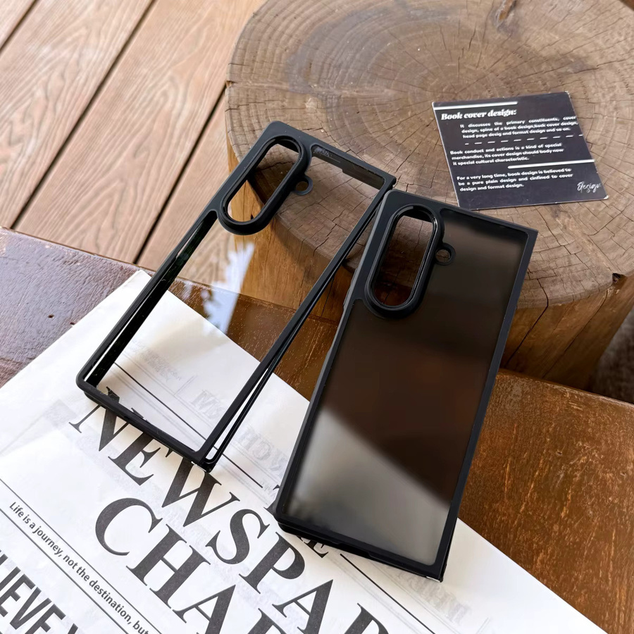 Stoßfeste Silikon-Handyhülle für Samsung Galaxy Z Fold 7, 6, 5, 4 in Transparent und Mattschwarz - Bild 3