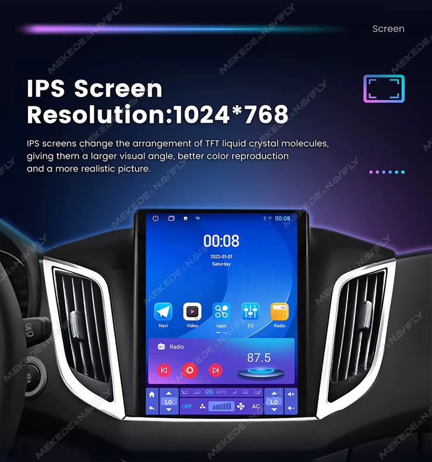 Navily Android Autoradio mit Tesla-Stil für Toyota RAV4 2012-2018 inklusive GPS, Bluetooth und Wireless CarPlay in Schwarz - Bild 4