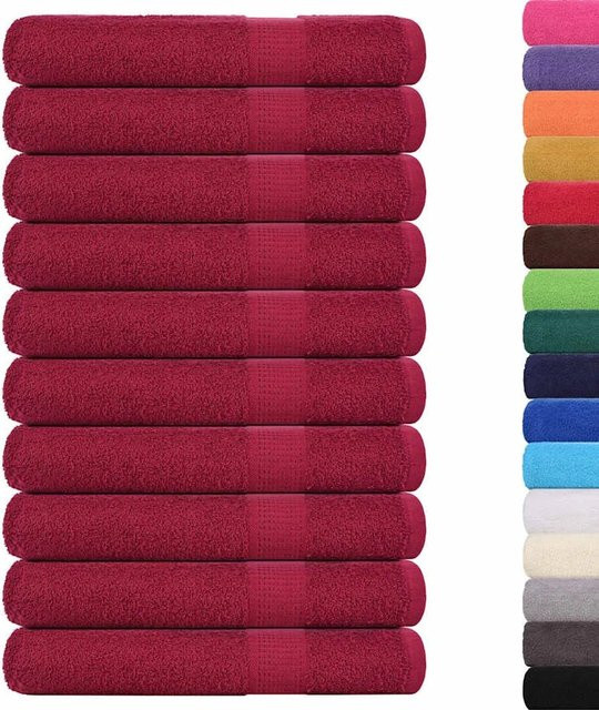 vidaXL Saunatücher 10er Set aus 100% Baumwolle in Bordeauxrot, B/H: 80 x 200 cm, 360 g/m² - Bild 1