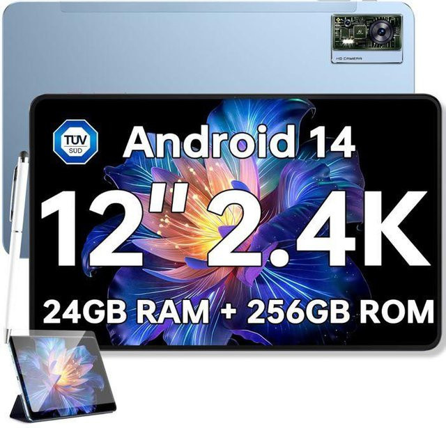 OUKITEL OT5S Android 14 Tablet Blau mit 12 Zoll 2.4K Bildschirm, 24GB RAM, 256GB Speicher, 8250mAh Akku, 16MP+8MP Kamera, 4G LTE und GPS - Bild 1