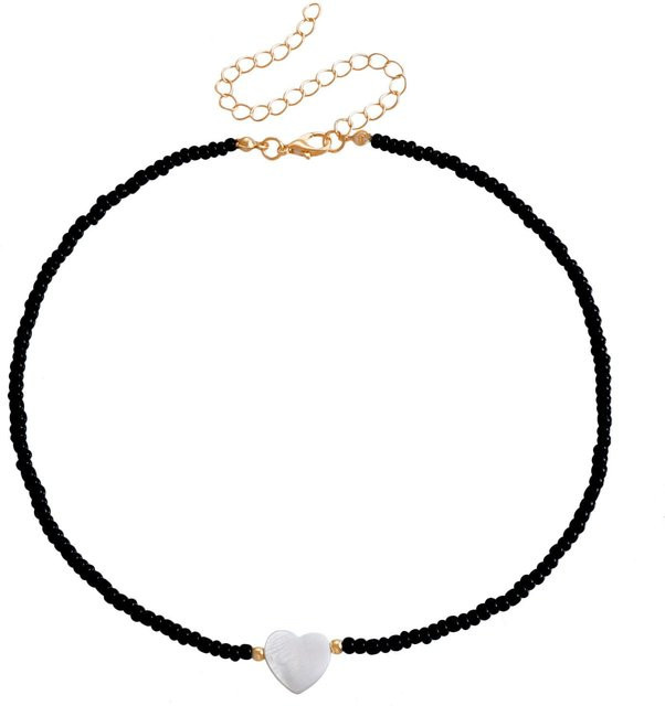 KaiTingu Halsband, Rocailles Perlen, Herz Design, schwarz, Mädchen - Bild 1