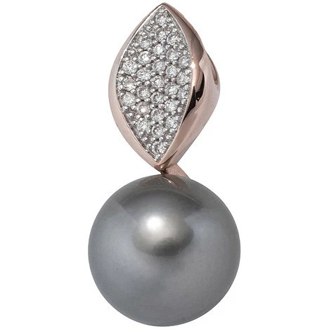 Colfem Anhänger 585 Rotgold, 27 Diamanten, 1 Tahiti Perle - Bild 1