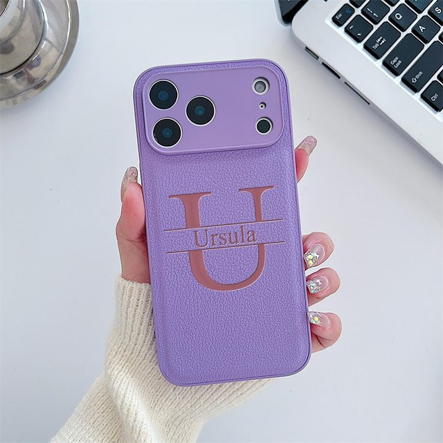 Personalisierte Handyhülle aus Kunstleder mit Großbuchstaben für Apple iPhone 11 bis iPhone 17 Pro Max, Mehrfarbig - Bild 1