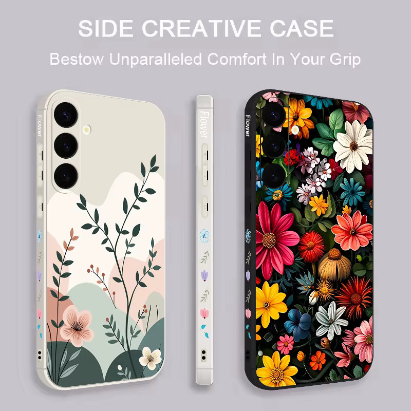 Samsung Handyhülle mit Blumenmuster in Lila und Multicolour aus weichem TPU für Galaxy S24 S25 S26 Ultra A57 A17 A56 A16 A55 A15 A54 A36 5G - Bild 2