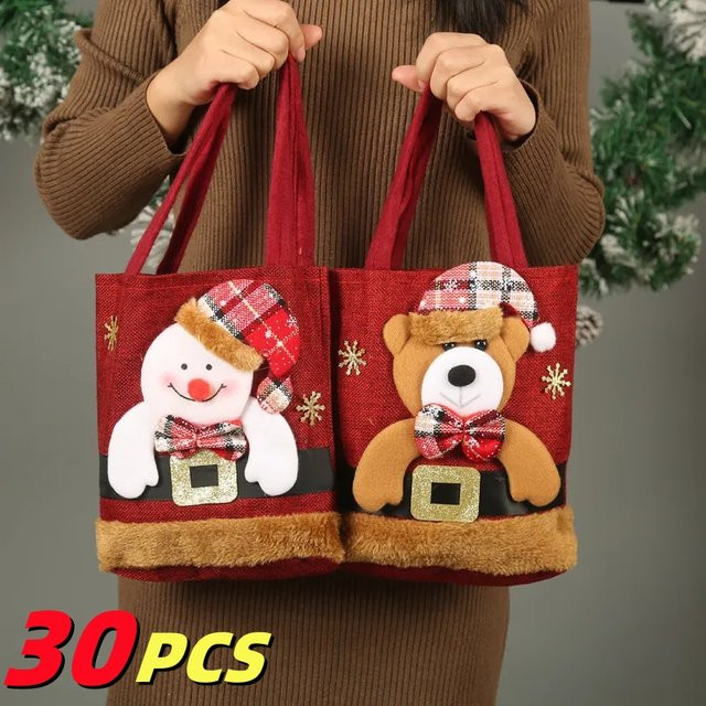Weihnachtsgeschenktüten für Kinder mit Motiv Weihnachtsmann, Schneemann oder Hirsch in Rot - Bild 1