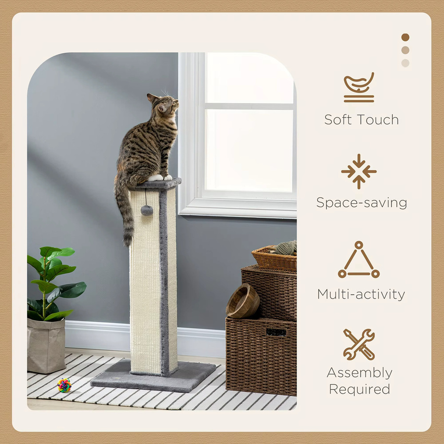 PawHut Katzenkratzbaum aus Sisal und Plüsch mit integriertem Spielzeug und hängendem Ball, Höhe: 81,28 cm - Bild 4