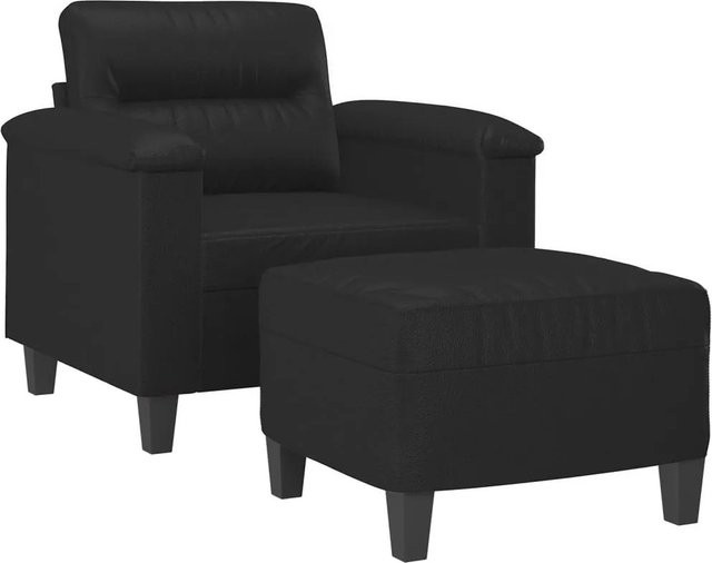 vidaXL Sessel mit Hocker in Schwarz aus Kunstleder mit Armlehnen und modernem Design - Bild 1