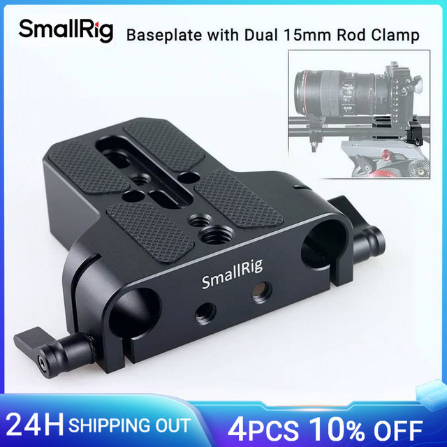 SmallRig Kamera Bodemplatte mit Dual 15mm Rod Rail Klemmung für Sony FS7 A7 Serie, Canon C100 C300 C500 und Panasonic GH5, Schwarz - Bild 1