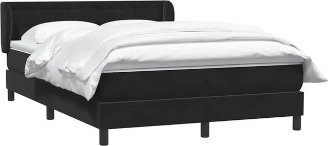 vidaXL Boxspringbett mit Matratze in Schwarz aus Samt, Hybrid-Bett mit Taschenfederkern, Breite: 160 cm, Tiefe: 210 cm, Höhe: 78 cm - Bild 1
