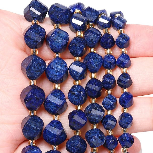 Lapislazuli Perlen, facettiert, Twist Form, 6-10mm - Bild 1