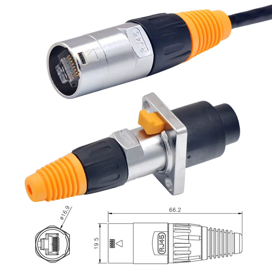FRHY RJ45 Netzwerkstecker IP65 Wasserdichter D-Sockel Panel-Ethernet-Stecker 8P8C in Braun und Silber - Bild 3
