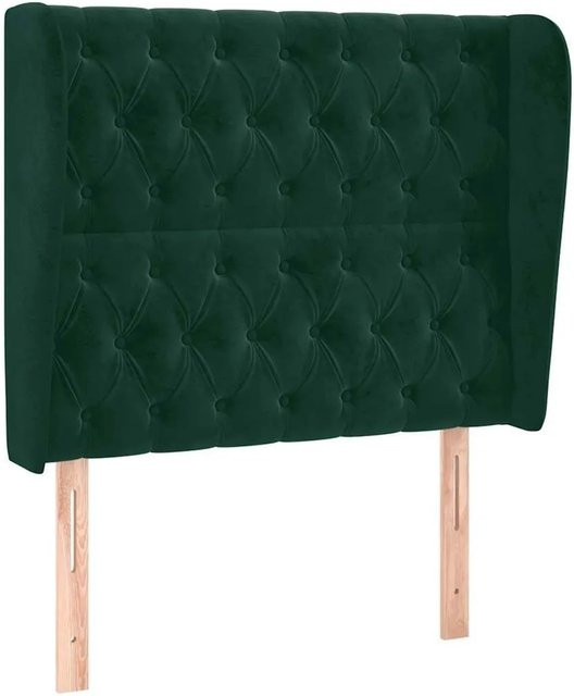vidaXL Kopfteil mit Ohren in Dunkelgrün aus Samt, B/T/H: 103 x 23 x 128 cm - Bild 1