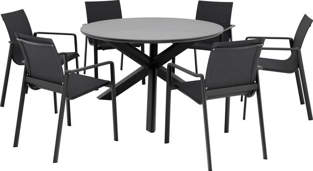 7-teiliges Gartenmöbel-Set Abington in Anthrazit-Grau aus Aluminium und Stahl - Bild 1
