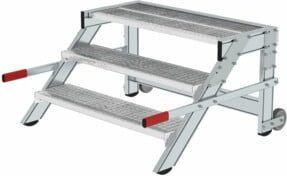 MUNK Aluminium-Arbeitspodest fahrbar in Silber mit 3 Stufen und einer Stufenbreite von 100 cm - Bild 1