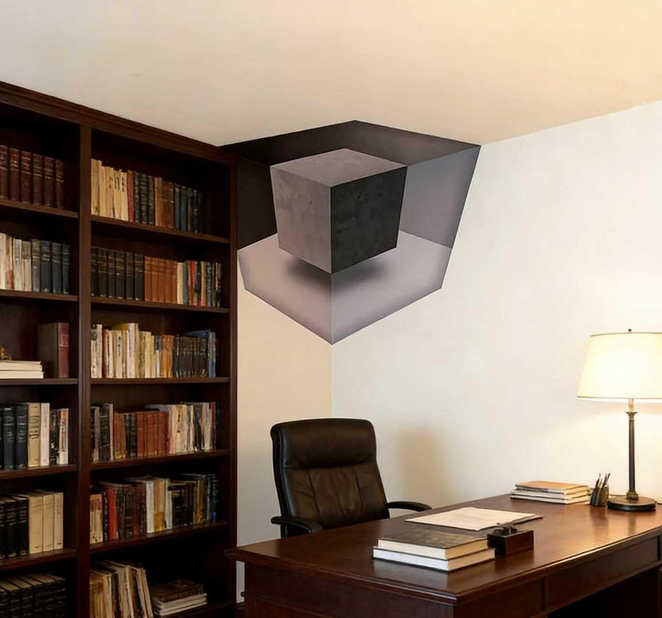 Oudun 3D Eckwandaufkleber mit optischer Täuschung, geometrischer Würfel-Design, selbstklebend und abnehmbar, modern Wandkunst aus PVC für dein Heim oder Büro - Bild 3