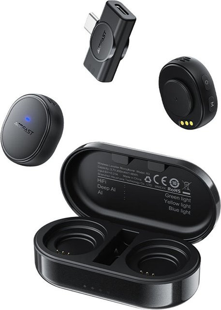 Acefast R3 Lavaliermikrofon Set mit 2 Stück, USB-C, Schwarz - Bild 1