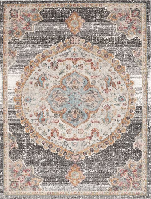 In- & Outdoor-Teppich Torino in Grau mit floralem Design, B/B: 80 x 150 cm - Bild 1