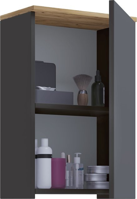 VCM Badschrank Cosila aus Holzwerkstoff in Anthrazit, moderner Hängeschrank für das Badezimmer und Gäste-WC mit 1 Tür und 2 Fächern, H x B x T: 59 x 40 x 22 cm - Bild 1