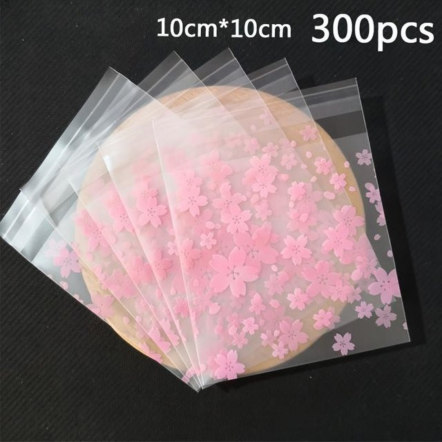 300 Stück SZ-Damai Shortcake-Verpackungsbeutel mit Schneeflockenmotiv in Pink, mattierte und doppellagige selbstklebende Beutel für Kekse und Süßigkeiten - Bild 1