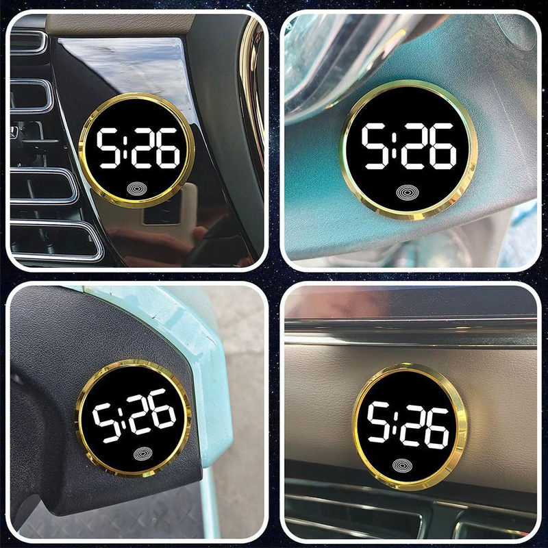 YJMP Auto Parts LED Mini Digitaluhr für Auto und Motorrad, wasserdichte elektronische Quarzuhr, 45mm, Schwarz, Silber, Gold - Bild 3