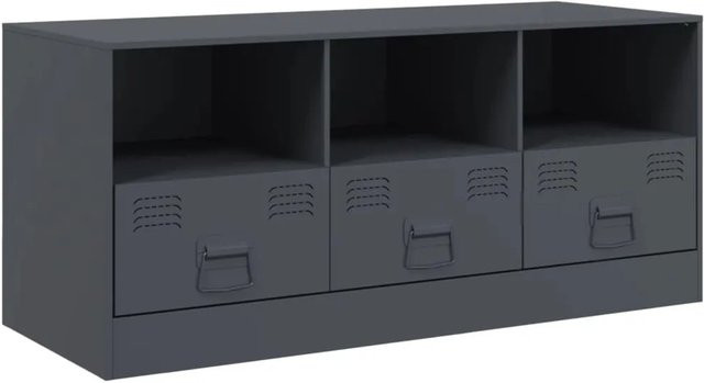 vidaXL TV-Schrank aus Stahl in Anthrazit im Industrial Design, B/T/H: 99 x 39 x 44 cm - Bild 1