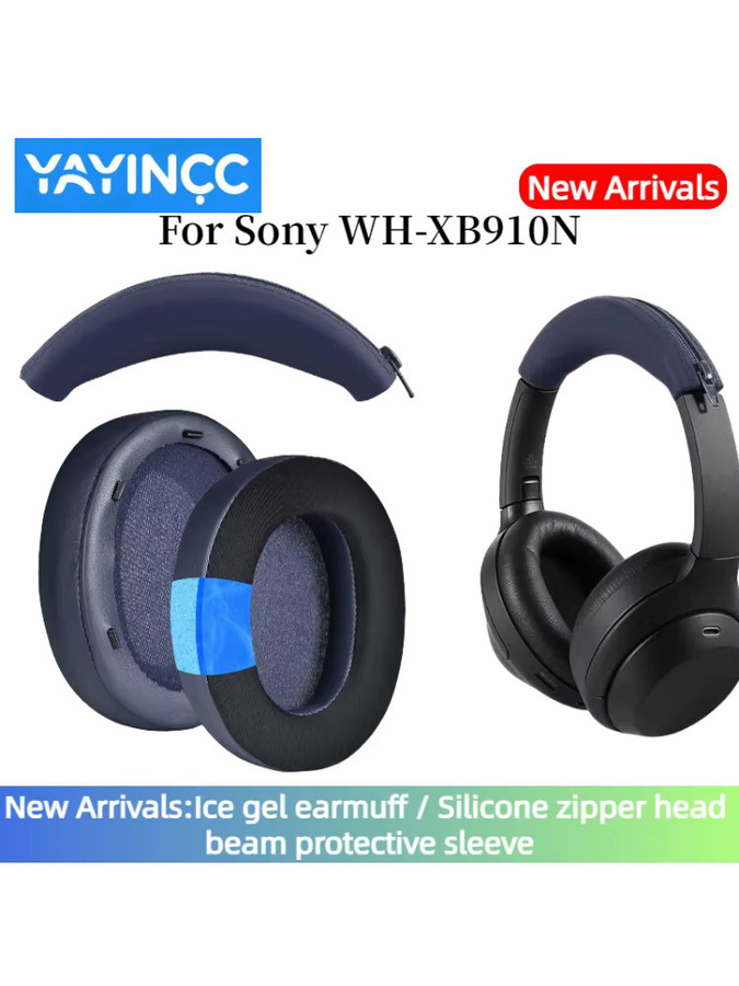 YAYINCC Ersatz-Ohrpolster aus weichem Schaumstoff mit Kunststoffschnalle für Sony WH-XB910N Over-Ear Headsets in Schwarz - Bild 4