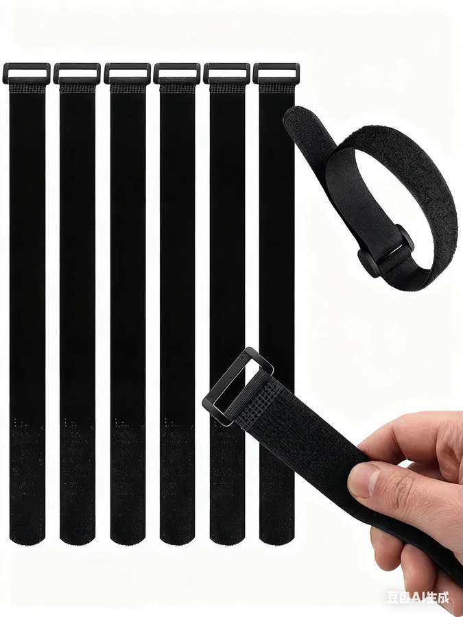 Wiederverwendbare selbstklebende Nylon-Kabelbinder mit Klettverschluss in Schwarz für Yoga-Matten und Fracht - Bild 7