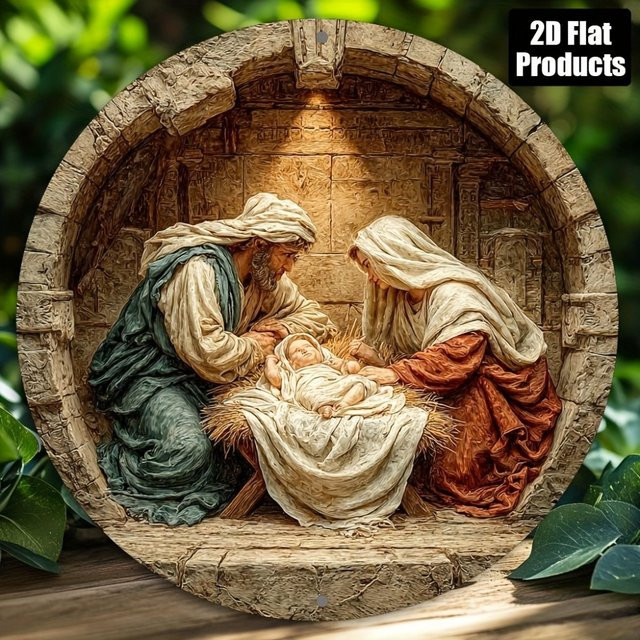CIFBUY Rundes Metallschild aus Aluminium für Herbst, Halloween und Weihnachten, Wanddekoration in Multicolour, Durchmesser: 20,32 cm - Bild 1