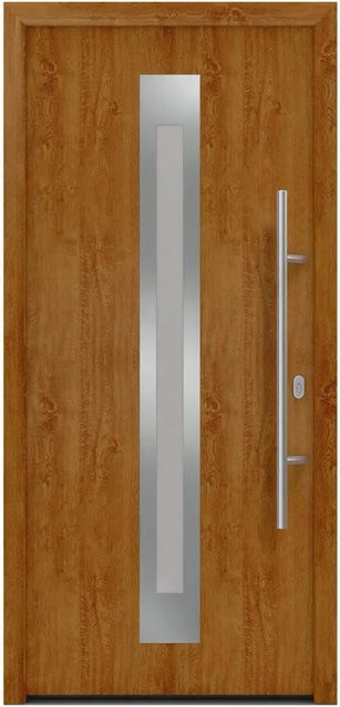 EcoStar Haustür Isopro IP 770S in Golden Oak, Farbe Braun, mit Glaseinsatz, B/H: 110 x 210 cm, DIN Rechts - Bild 1
