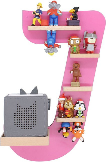 BOARTI Kinderregal Buchstabe J aus Holz als Wandregal für Toniebox und Figuren mit Magneteinsätzen, H x B x T: 47 x 32 x 19 cm - Bild 1
