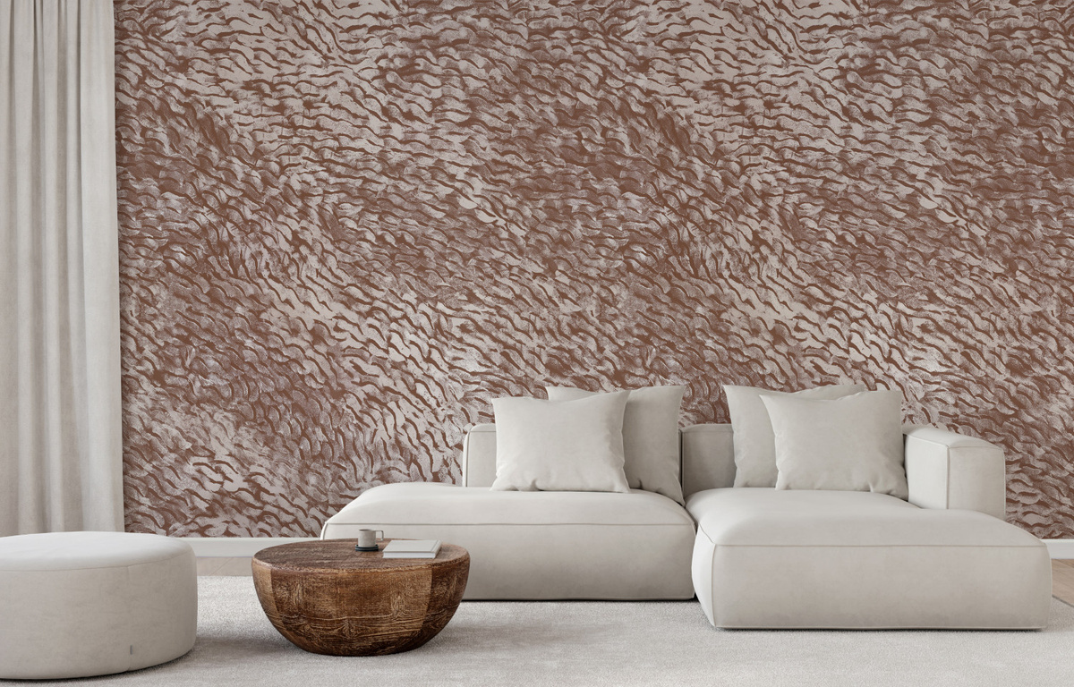Isidore Leroy Mural Cascade Wandtattoo in Terracotta und Braun, abstraktes Design, selbstklebend, Rechteckig - Bild 1