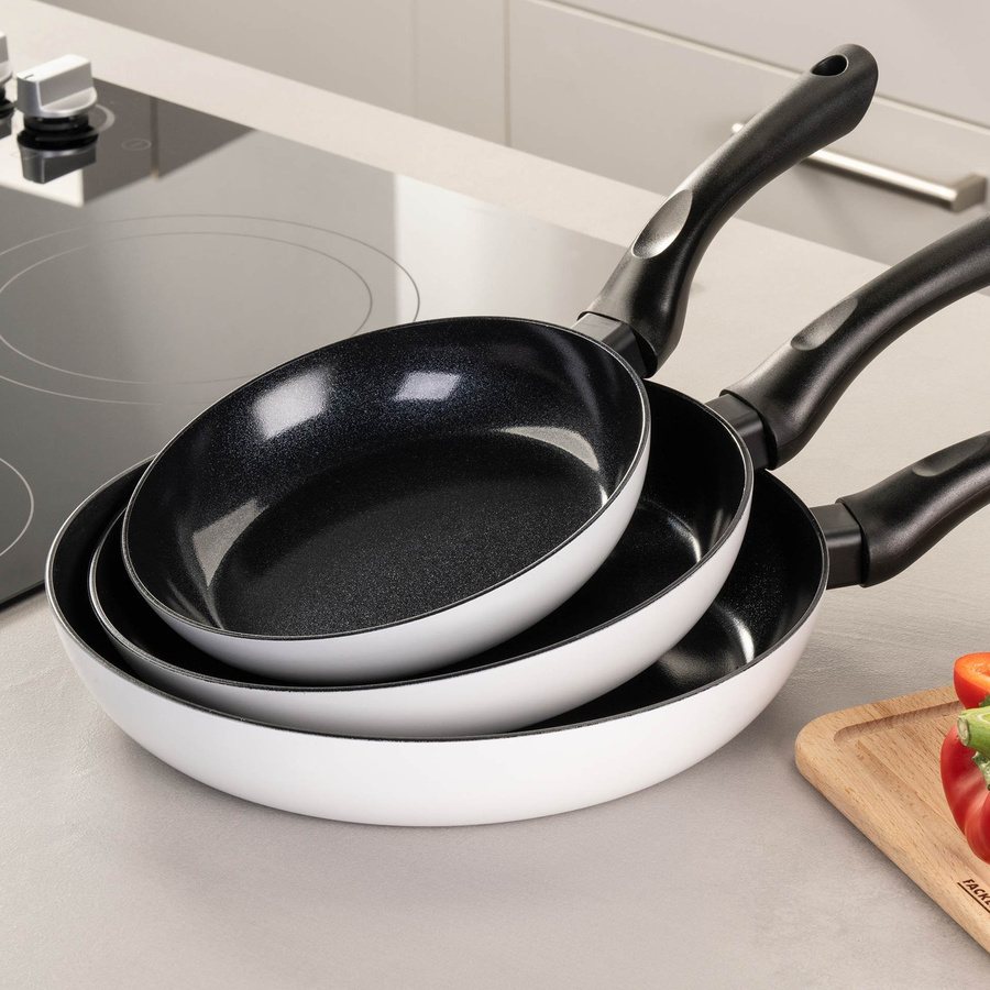 Fackelmann Bratpfannen-Set Arcadalina, 3-teilig, Keramik, Weiß, Durchmesser: 20 cm, 24 cm, 28 cm - Bild 2