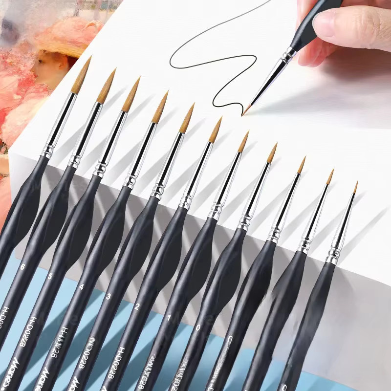 Marie's Set aus 2 feinen Mikro-Pinseln mit 11 Größen für Detailmalerei, Acryl und Basteln in Schwarz - Bild 4