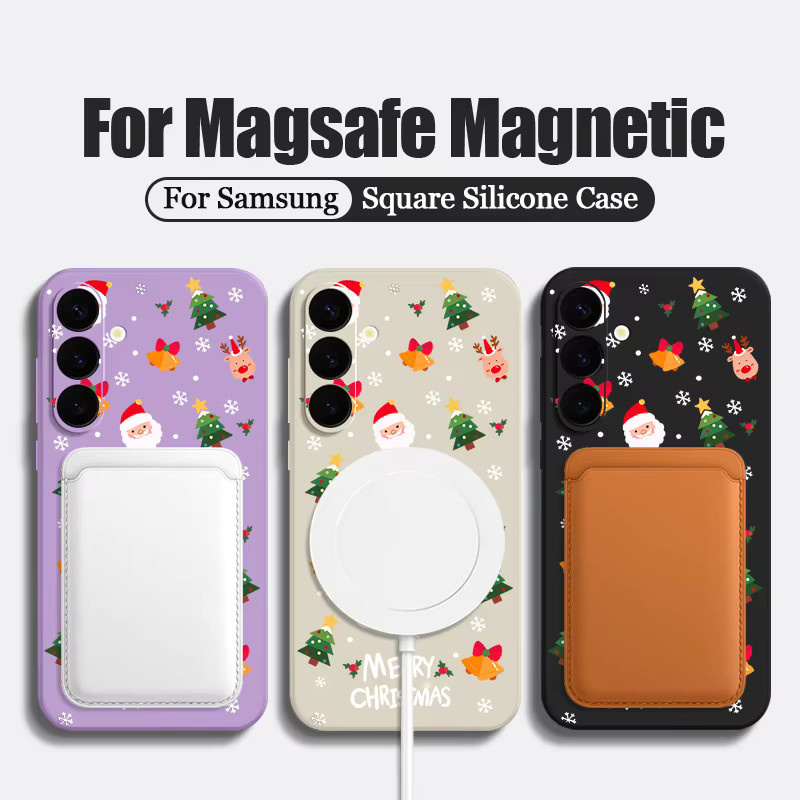 Magnetische Handyhülle Santa Elch Design für Samsung Galaxy S25 S24 S23 S22 Ultra Plus FE in Beige und Weiß mit MagSafe Wireless Charging Unterstützung - Bild 3