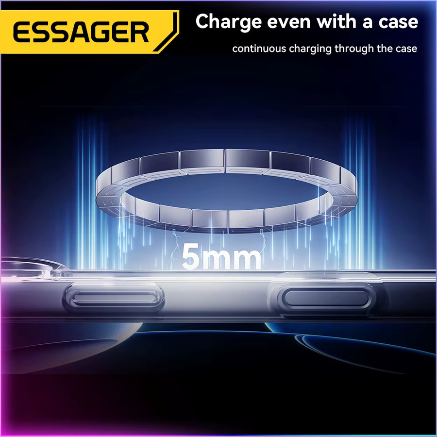 ESSAGER 15 W Magnetisches kabelloses Ladegerät Qi Qi2 Schnellladepad in Grau für iPhone 17 16 15 14 Mini - Bild 3