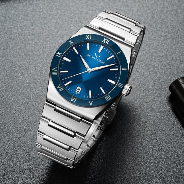 Specht & Söhne Armbanduhr Quarz, Edelstahl, Blau, 38 mm, Herren - Bild 1