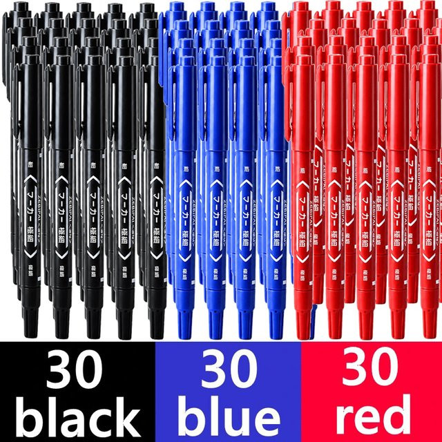 Permanent Marker Set mit Doppelspitze in Schwarz, schnelltrocknende Stifte für Reifen und fettige Oberflächen, 100 Stück - Bild 1