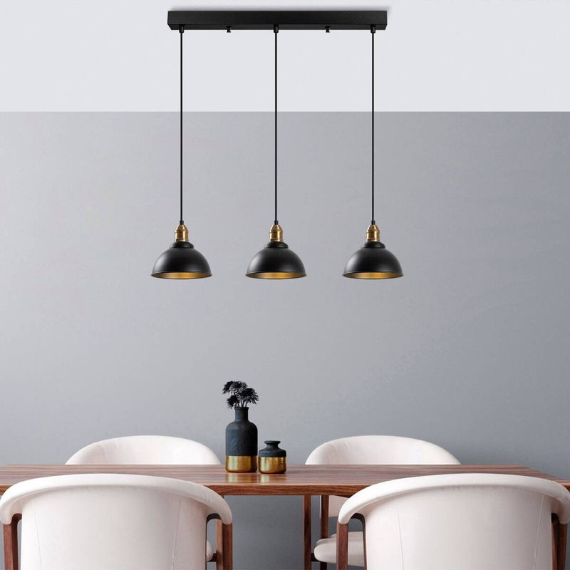 Opviq Pendelleuchte Varzan in Bronze und Schwarz aus Metall mit 3 E27 Fassungen, Höhe: 117 cm, Breite: 21 cm, Tiefe: 21 cm - Bild 3
