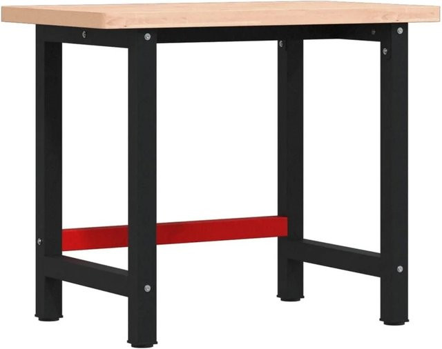 vidaXL Werkbank aus Massivholz Buche mit pulverbeschichtetem Metallgestell in Schwarz, B/T/H: 100 x 60 x 83 cm - Bild 1
